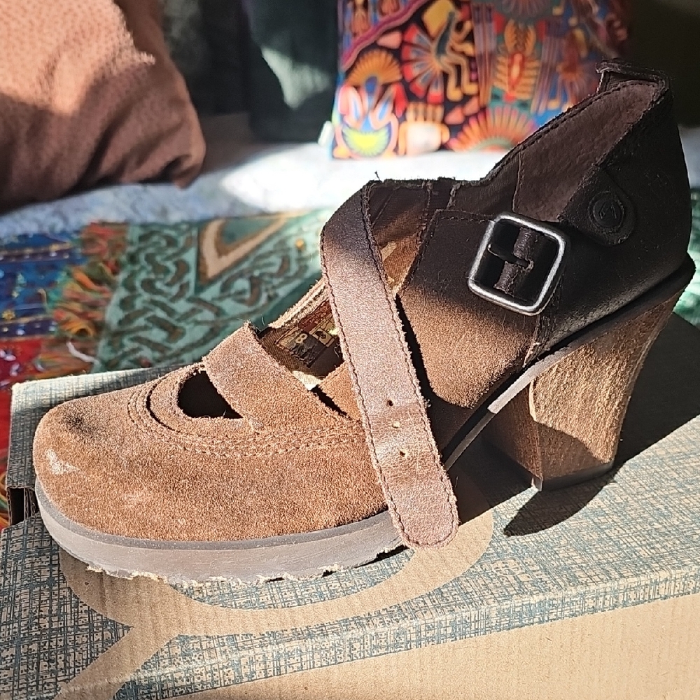 Chic Brown Suede Women's Heels with Buckle